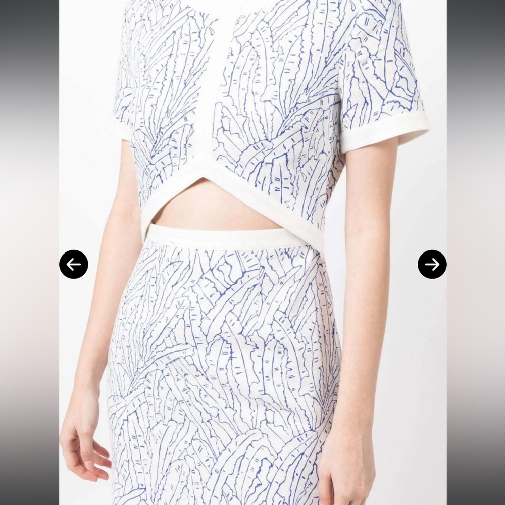 Staud Linen Blue and White Mini Dress | Staud Mini Perla Dress - Picture 3 of 7